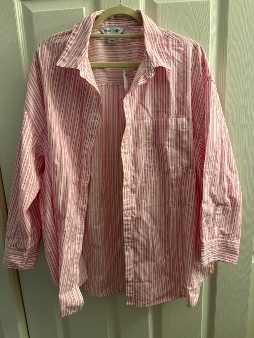 Old Navy Pink and White Striped Button-Down Shirt